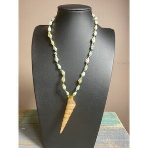 Shell & Beaded Necklace With Conch Pendant & Lobster Clasp